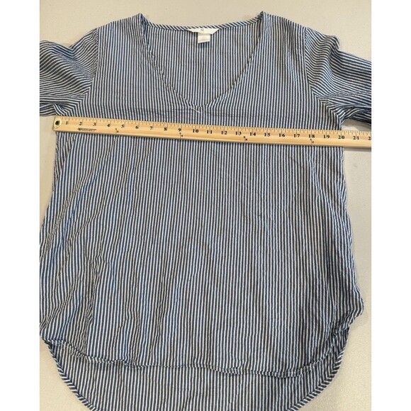 H&M Top Womens 6 Seersucker Striped Coastal Quiet Luxury Old Money Travel Preppy - Picture 5 of 6